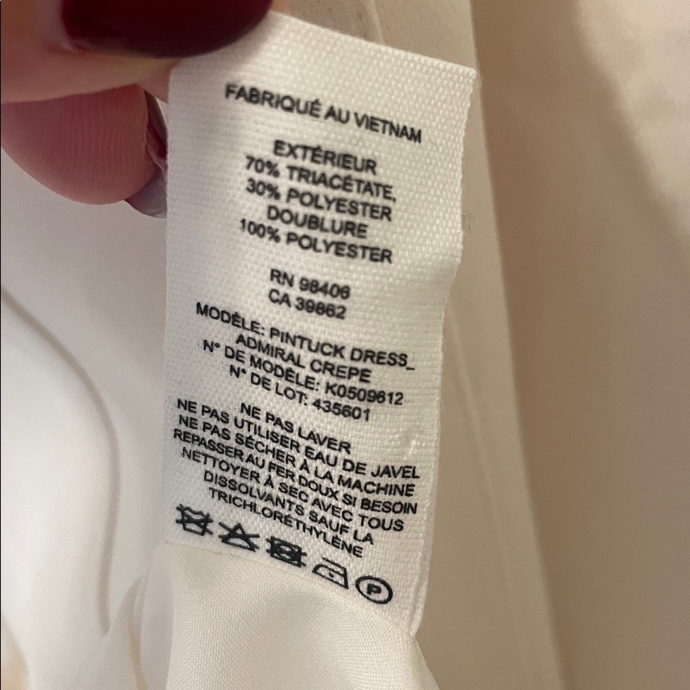 Theory Pintuck Rice Admiral Crepe Ivory Sleeveless Dress 18 NWT - Picture 4 of 5